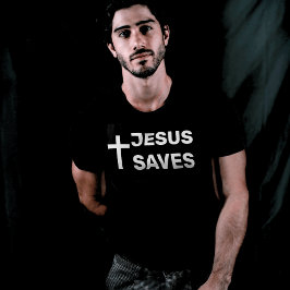 Svart kristet kors Jesus räddar T Shirt