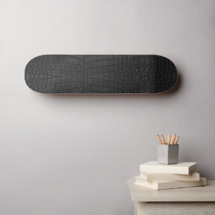 Svart krokodilläder Skriv ut Mini Skateboard Bräda 18,5 Cm