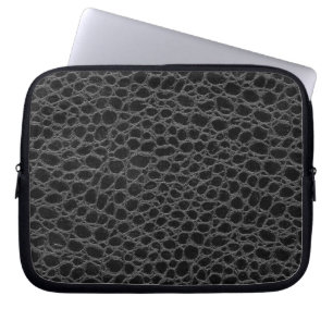 Svart krokodilskinn laptop sleeve