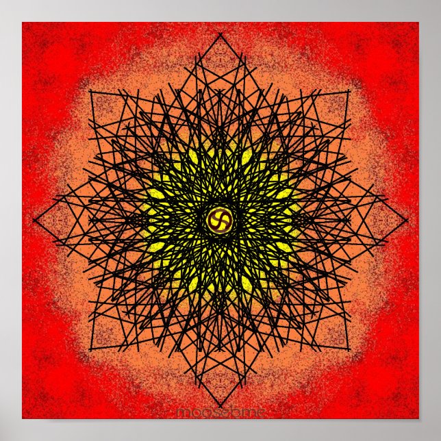 Svart krona linjer 12 x 12 utskrift poster (Framsidan)