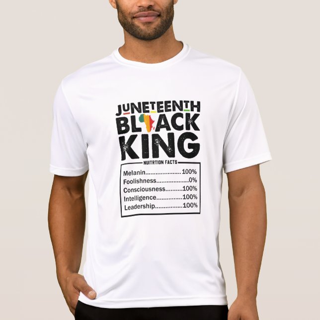 Svart Kung, 10:e Sutritional Facts Melanin T Shirt (Framsida)