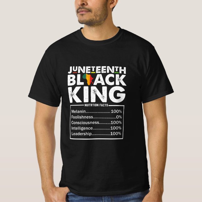 Svart Kung, 10:e Sutritional Facts Melanin T Shirt (Framsida)