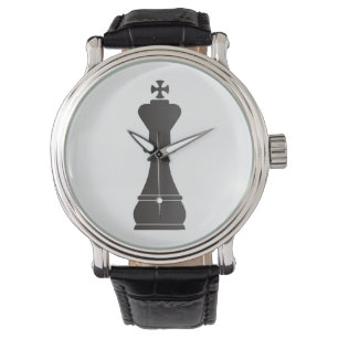 Svart kungschackbiet armbandsur