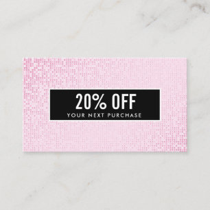 Svart kupongkort för Snyggt Faux Rosa Sequin Visitkort