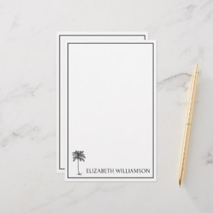 Svart kustpalmettopalm Trädpersonanpassad Brevpapper
