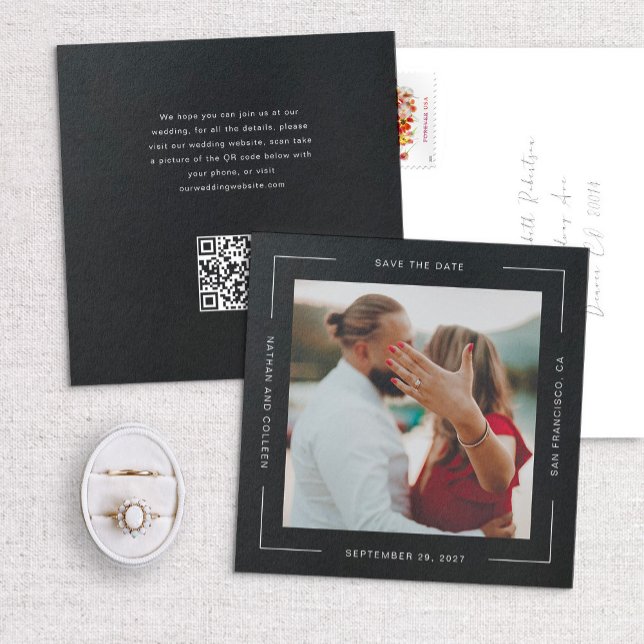 Svart kvadrat - allt runt text Ram Spara datum (Skapare uppladdad)