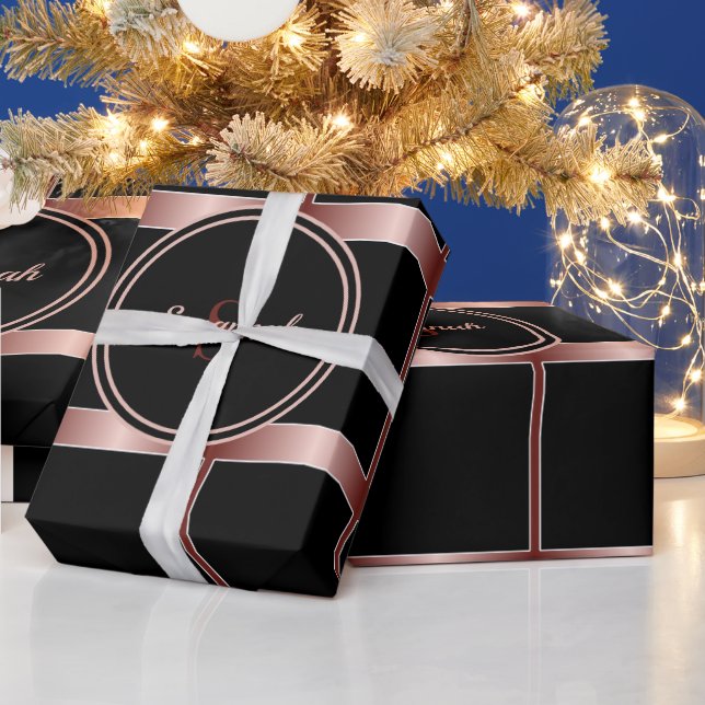 Svart kvadrat och Ro Rand Geometriskt figursättnin Presentpapper (Helgdagar)