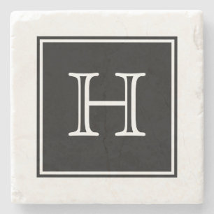 Svart kvadratisk monogramston Underlägg
