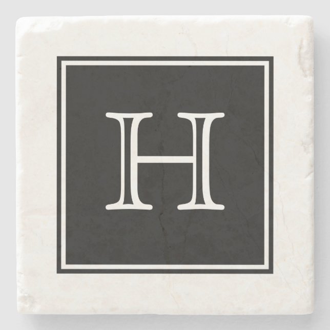 Svart kvadratisk monogramston Underlägg (Framsidan)
