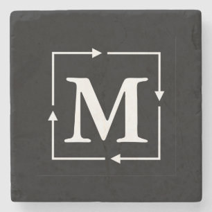 Svart kvadratmonogram, Personlig Underlägg Sten