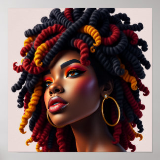 svart kvinna afrikansk melanin syster brunhyade fl poster