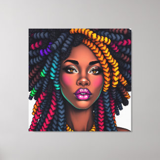 svart kvinna afrikansk melanin syster brunhyllade canvastryck