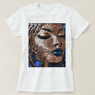 Svart kvinna Blå Koppar Mosaik T-Shirt