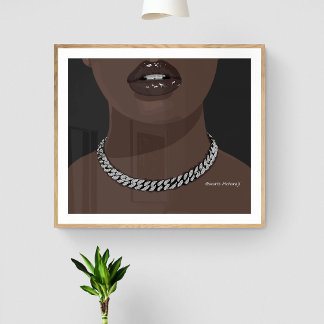 Svart kvinna, estetisk med silver (smycken) Grillz Poster