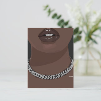 Svart kvinna, estetisk med silver (smycken) Grillz Vykort