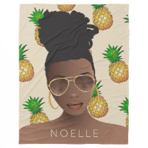 Svart kvinna, Guld Shades, Pineapple Mönster, Beig