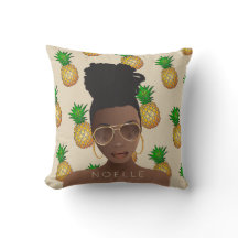 Svart kvinna, Guld Shades, Pineapple Mönster, Beig