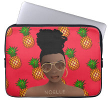 Svart kvinna, Guld-skuggor, ananas Mönster, röd