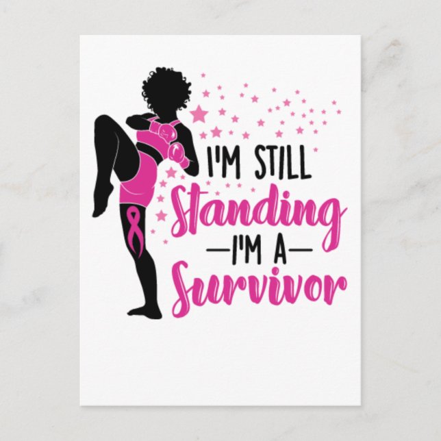 Svart kvinna i bröstcancer, efterlevande av melani helg vykort (Framsida)