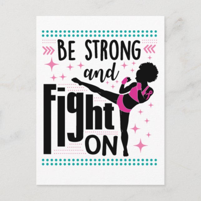 Svart kvinna i bröstcancer, efterlevande av melani helg vykort (Framsida)