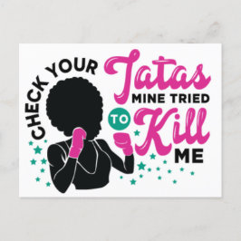 Svart kvinna i bröstcancer, efterlevande av melani vykort