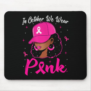 Svart kvinna i oktober Bära Rosa bröstcancer Musmatta