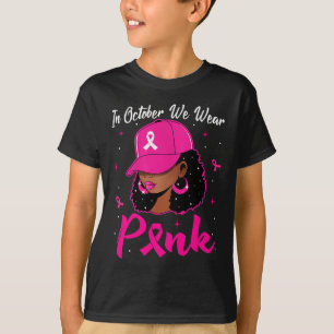Svart kvinna i oktober Bära Rosa bröstcancer T Shirt