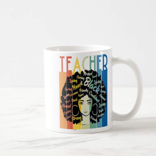 Svart kvinna lärare Afro Retro Cool Svart historia Kaffemugg (Höger)