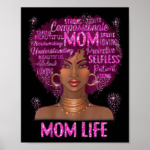 Svart kvinna mamma liv mamma afroamerikan glad poster