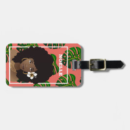 Svart kvinna med blomning, Tropiska Grönten Löv, k Bagagebricka