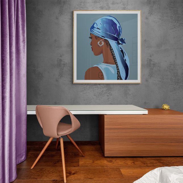 Svart kvinna med långvariga teckningar poster (Skapare uppladdad)