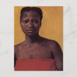 Svart kvinna med säte vykort