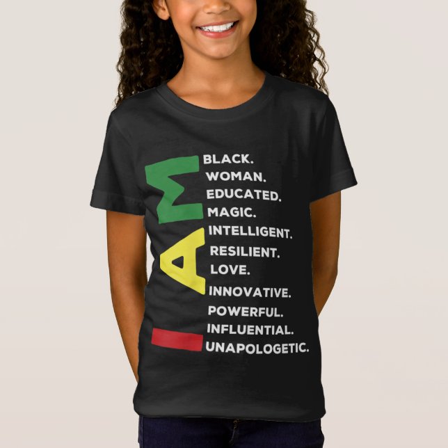 Svart kvinna med utbildning Intelligent Power T Shirt (Framsida)