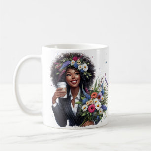 Svart kvinna melanin syster afroamerikanska kvinno kaffemugg