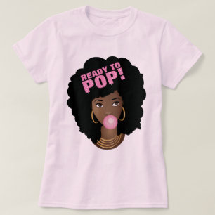 Svart kvinna, Redo till pop, Bubblegum, Rosa T Shirt