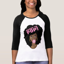 Svart kvinna, Redo till pop, Bubblegum, Rosa T Shirt