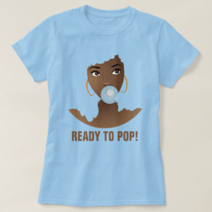 Svart kvinna, Redo till pucko, blå bubbelgum T Shirt