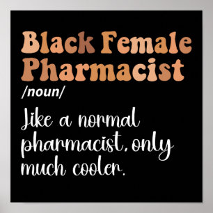 Svart kvinnlig farmaceut - funny definition poster