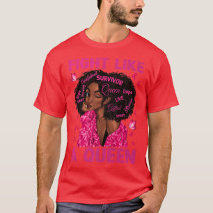 Svart kvinnlig flicka som en drottning bröstcancer t shirt