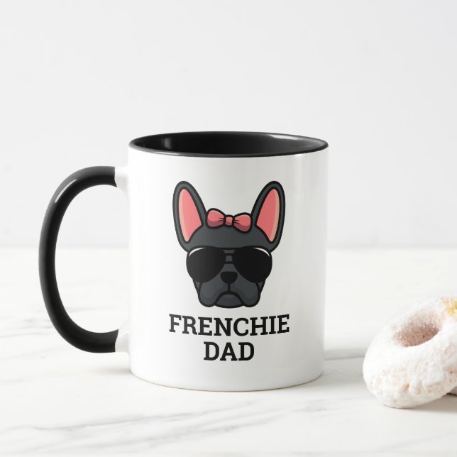 Svart kvinnlig fransk bulldog pappa mugg (Med munk)