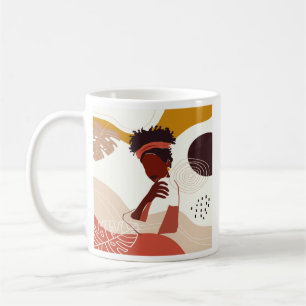 Svart kvinnlig illustrationskonst, Porträtt tryck Kaffemugg