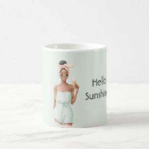 Svart kvinnlig mint topp Hello Sunshine Glasskål Kaffemugg