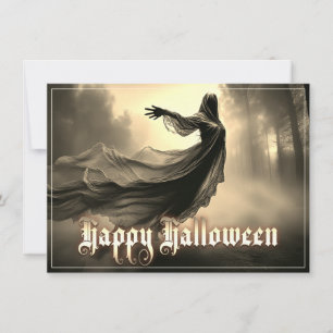 Svart kvinnlig spöke i helveteslandskap - Hallowee