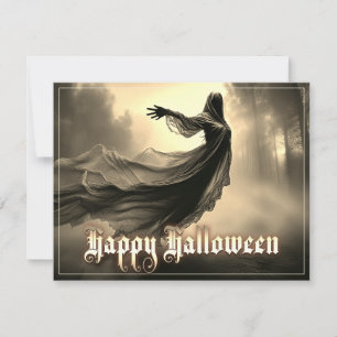 Svart kvinnlig spöke i helveteslandskap - Hallowee