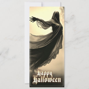 Svart kvinnlig spöke i helveteslandskap - Hallowee