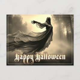 Svart kvinnlig spöke i helveteslandskap - Hallowee Helg Vykort