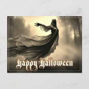 Svart kvinnlig spöke i helveteslandskap - Hallowee Helg Vykort