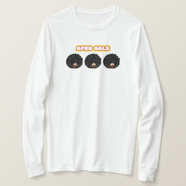 Svart kvinnor, Afro Gal, Långärmad T-Shirt (Design framsida)