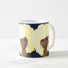 Svart kvinnor, Blonde Afro, Annoyed Flower Bubbleg Kaffemugg