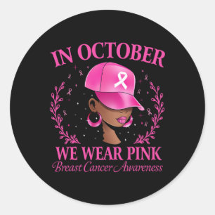 Svart kvinnor bröstcancer i oktober Bära Rosa Runt Klistermärke